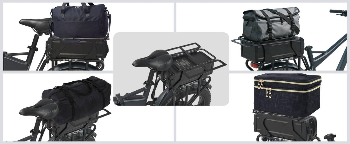 E-Bike Rear Rack Expandable Double Deck Battery Cargo Rack for Electric Bike