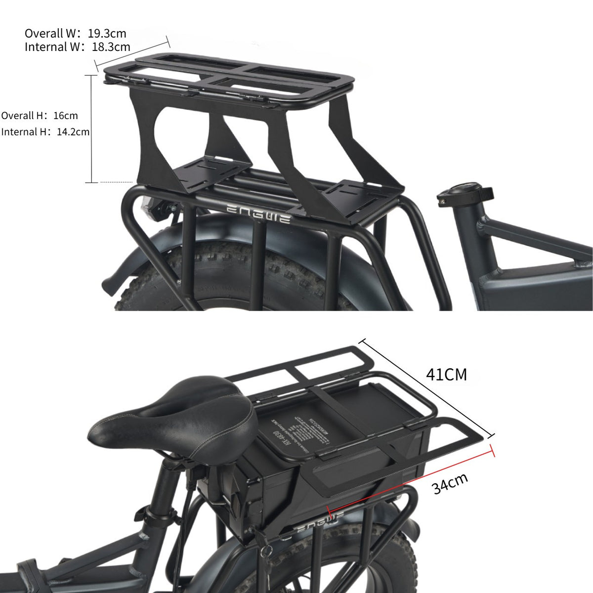 E-Bike Rear Rack Expandable Double Deck Battery Cargo Rack for Electric Bike