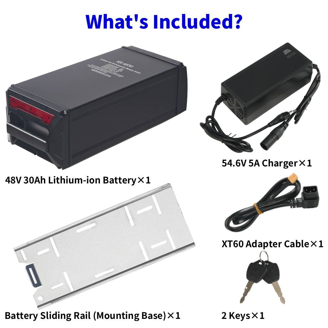 Batería Litio 48V 30Ah 1440Wh BMS 30A con Cargador para Bicicleta Eléctrica