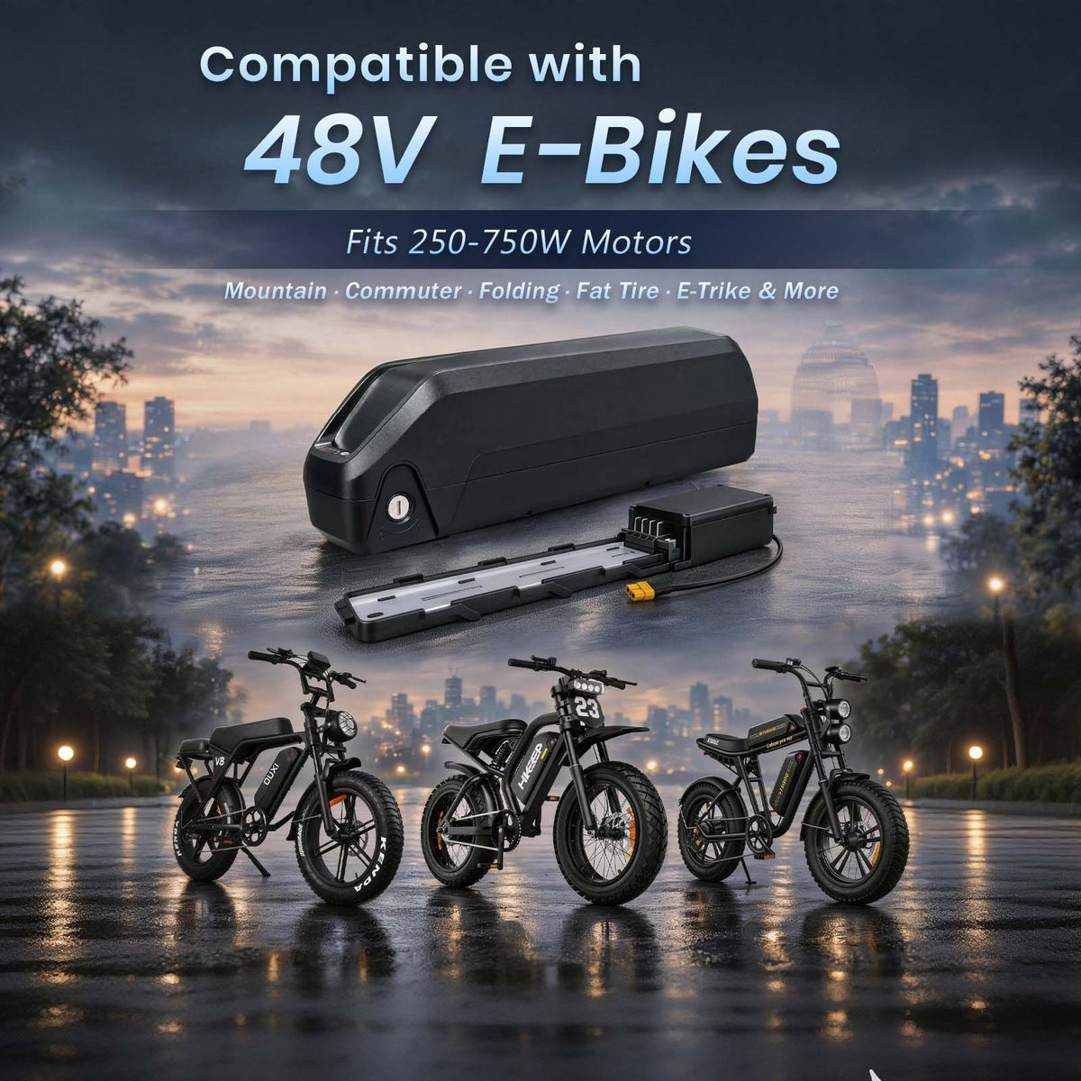 Batería E-Bike 48V 15Ah 720Wh Celdas LG Litio Li-Ion 250W-750W Cargador