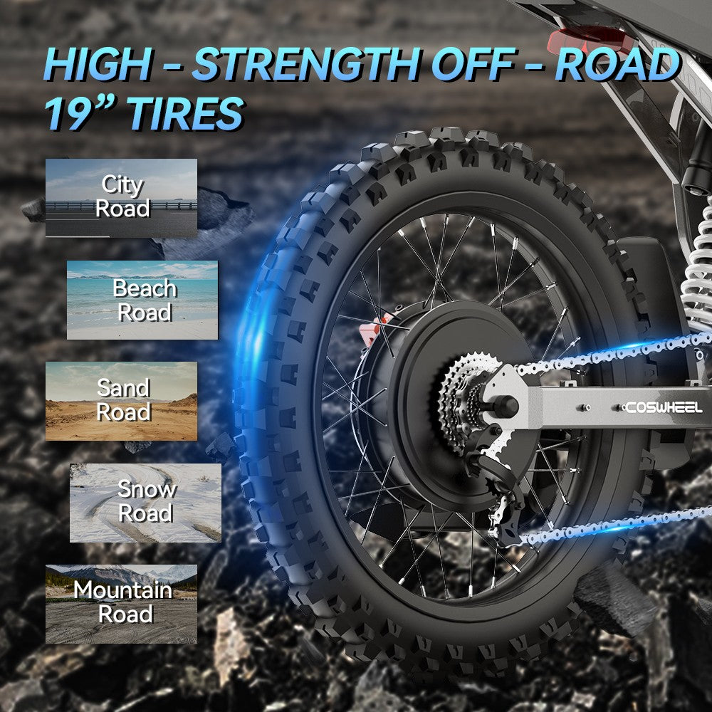 COSWHEEL R19 E-Bike Off Road 72V 9000W 200km Motocicletta Elettrica Adult E-bike