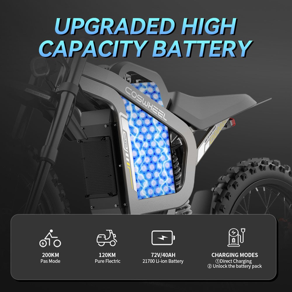 COSWHEEL R19 E-Bike Off Road 72V 9000W 200km Motocicletta Elettrica Adult E-bike