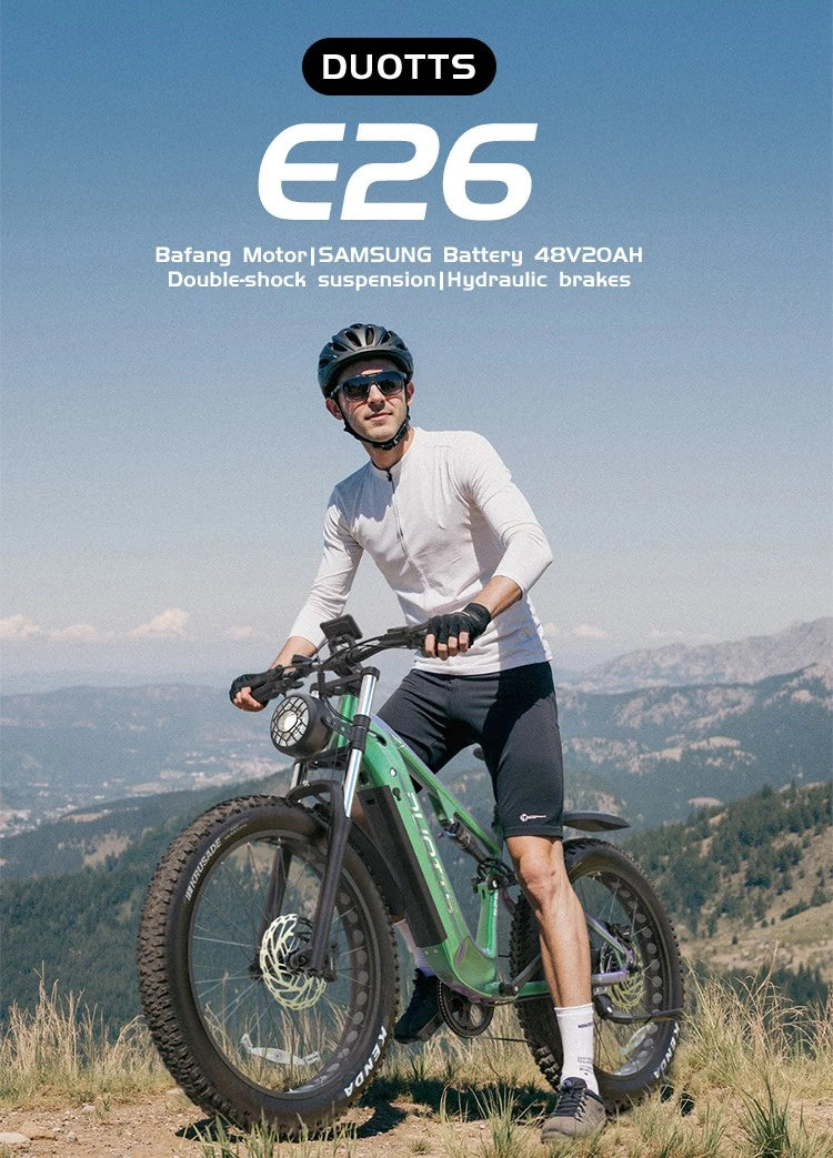 Bicicletta Elettrica 26" Off-Road, 48V 20Ah, 8 Marce, Doppi Ammortizzatori 120km