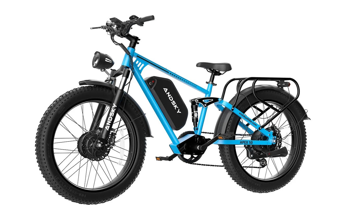 3000W Peak Dual Motor Ebike for Adults 26" Fat Tire Full Suspension 100Miles