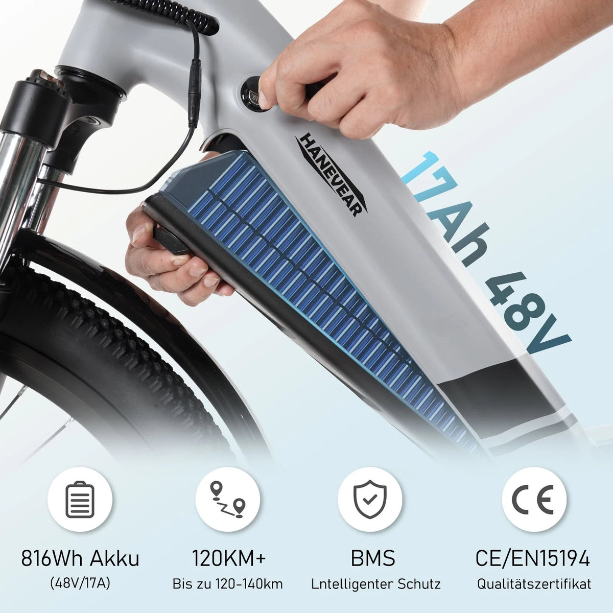 Bici Elettrica 26Pollici Telaio Passante 250W 816Wh 120km Shimano 8 Velocità