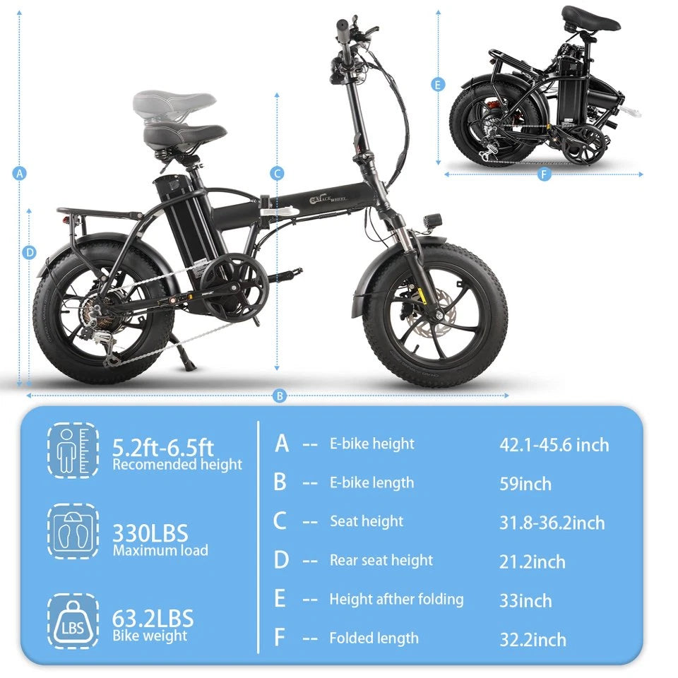 Bici Elettrica Pieghevole 26" Gomme Larghe Tutto Terreno 48V Batteria Estraibile
