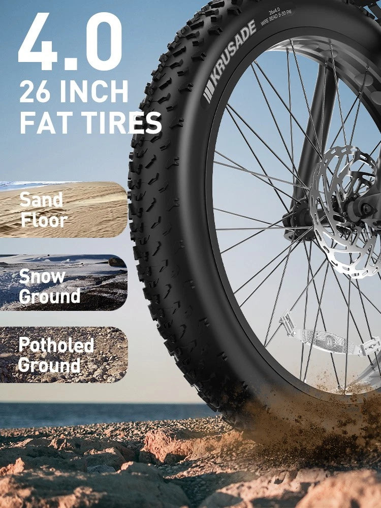 Bicicletta Elettrica 26" Off-Road, 48V 20Ah, 8 Marce, Doppi Ammortizzatori 120km