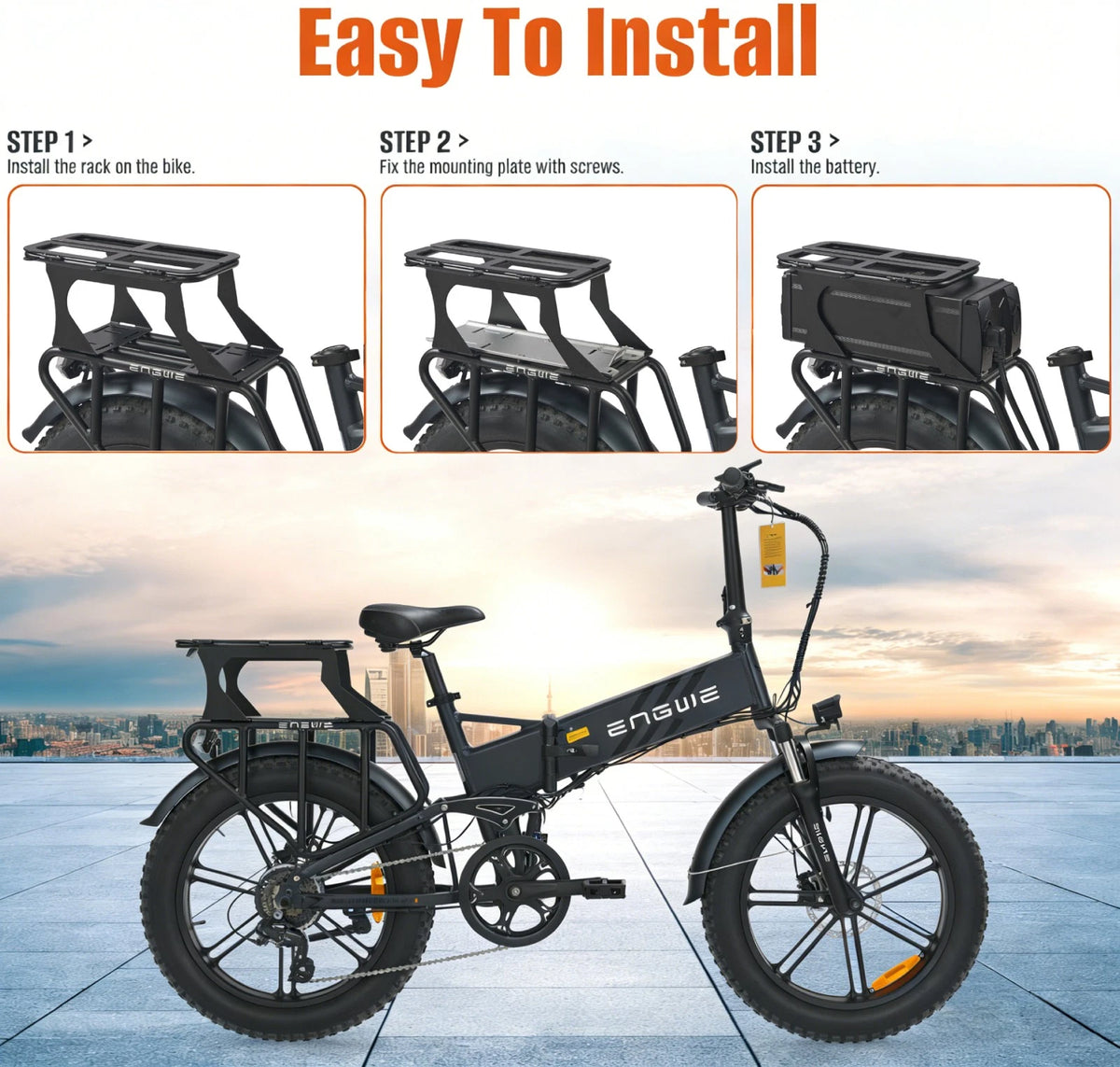 48V 30Ah E-Bike Akku Gepäckträger 1440Wh Ersatzakku inkl. Gepäckträger