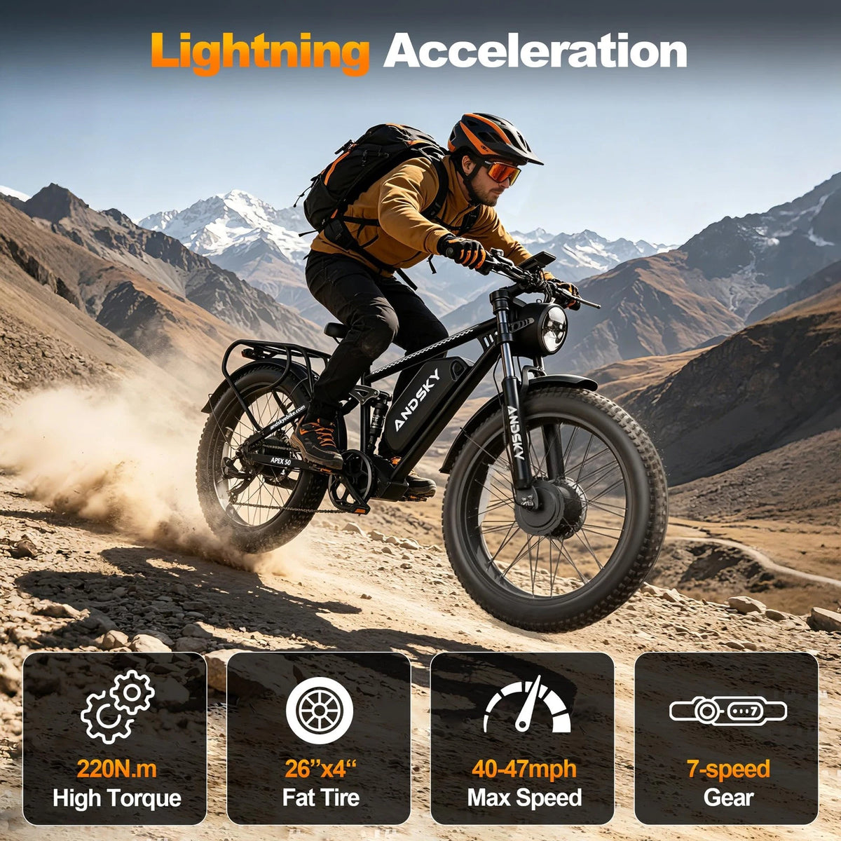 3000W Peak Dual Motor Ebike for Adults 26" Fat Tire Full Suspension 100Miles