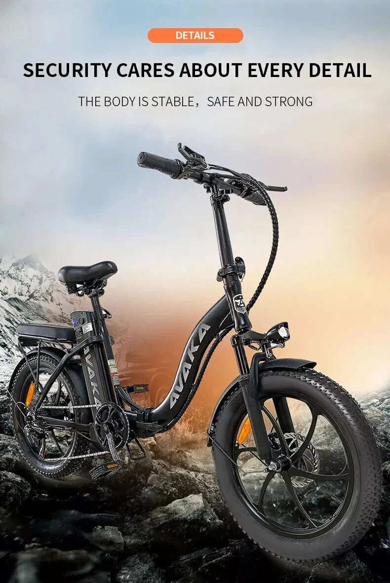 Bici elettrica pieghevole per adulti 48V 18,2Ah 20" gomme larghe, bici da città
