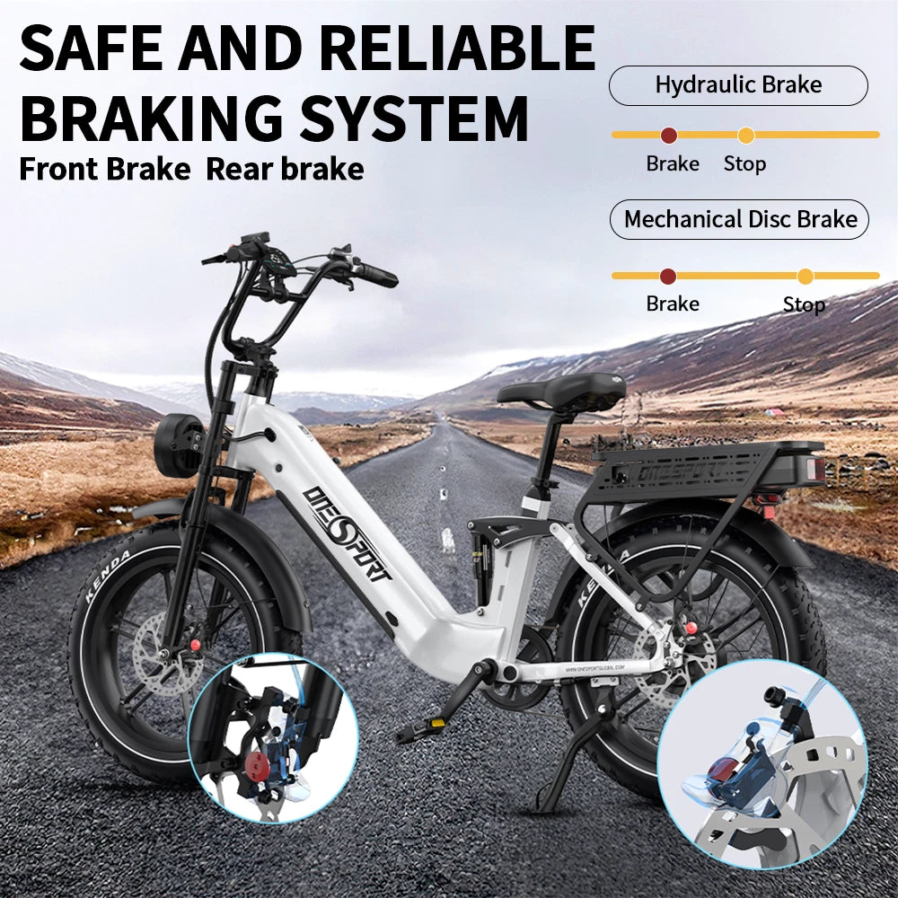 Onesport OT08Pro E-Bike 1728Wh Batteria Doppia 190km Full Suspension 7 Velocità