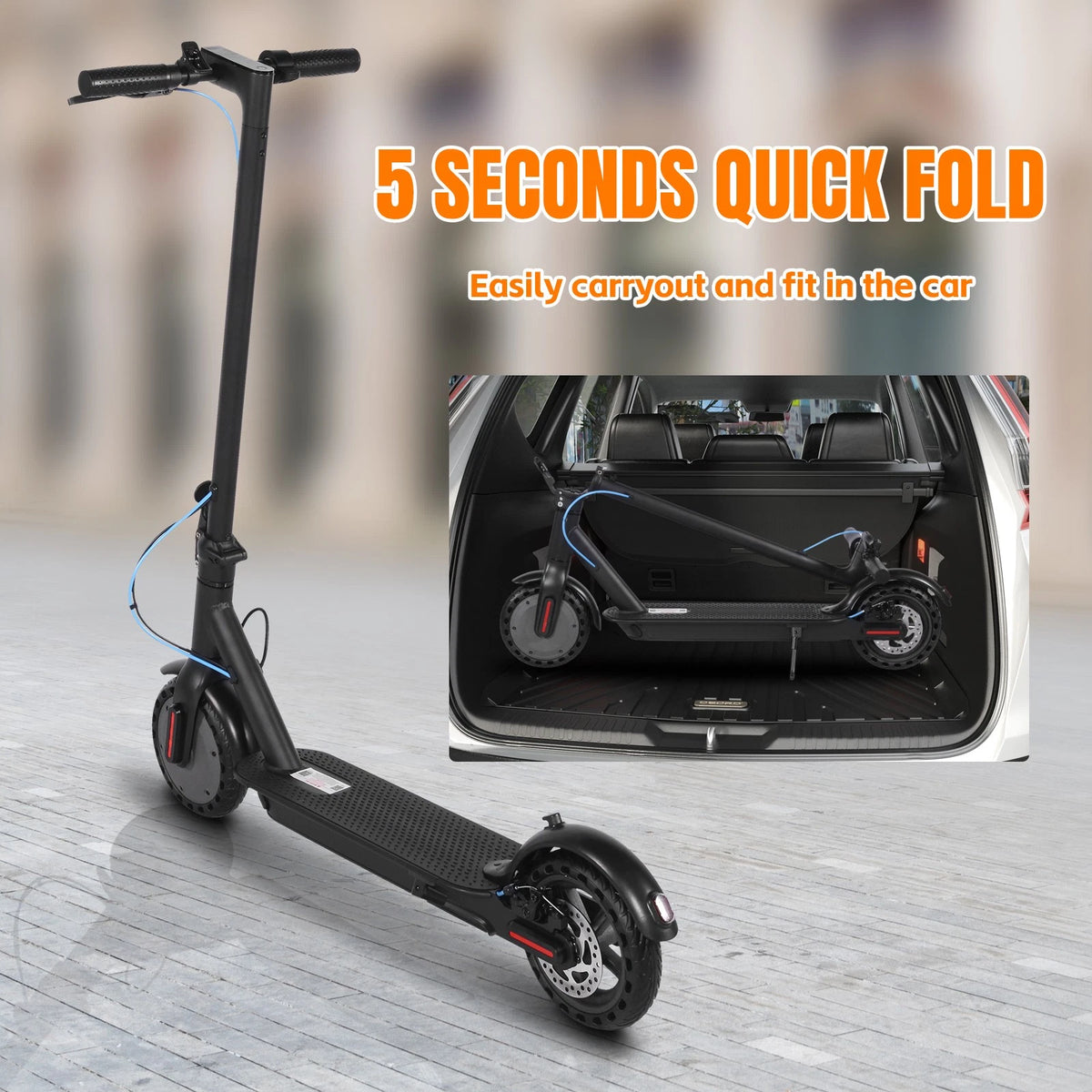 Patinete Elettrico Da Città Per Adulti 36v 250w 22 Km/h Pneumatici Solidi 8,5"