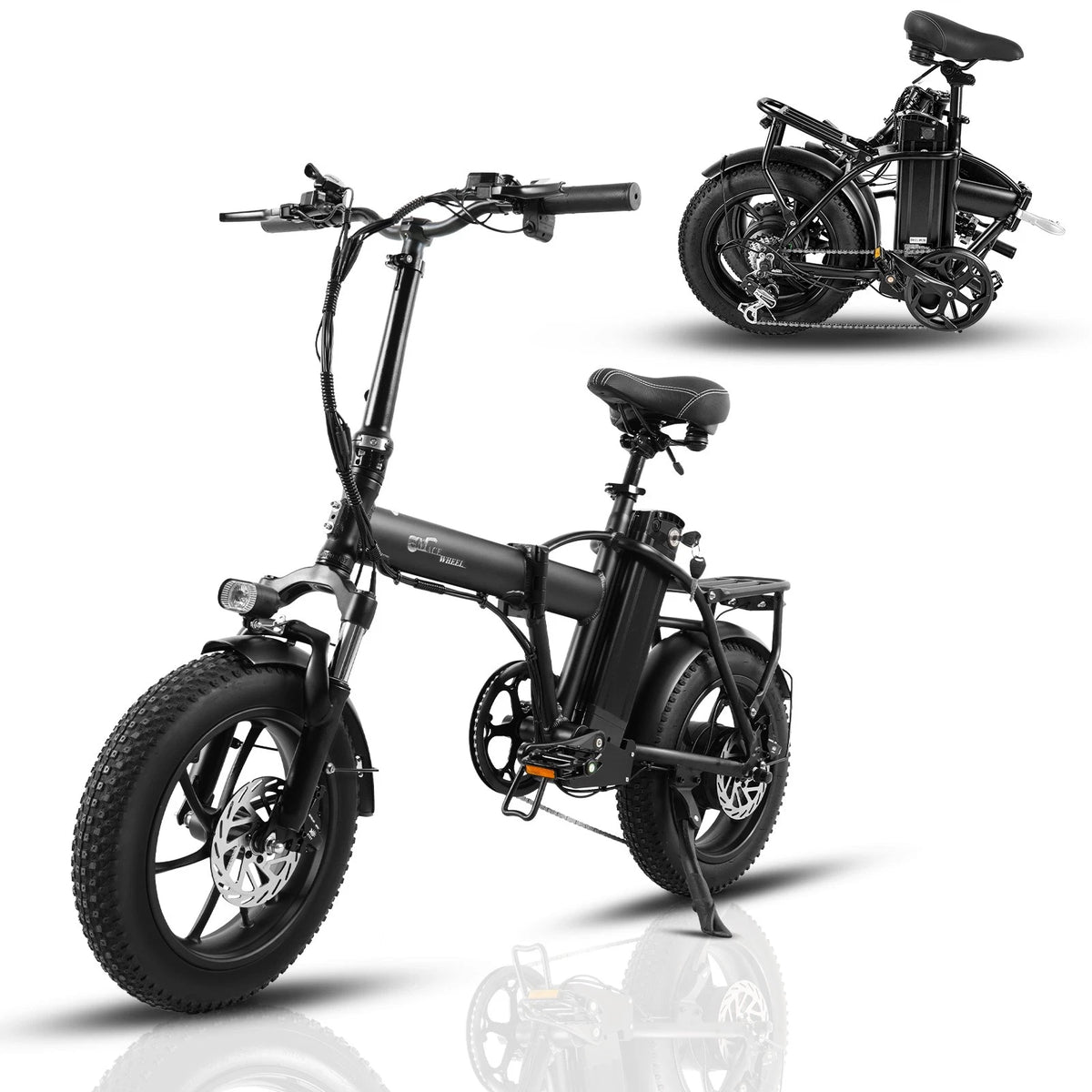 Bici Elettrica Pieghevole 26" Gomme Larghe Tutto Terreno 48V Batteria Estraibile