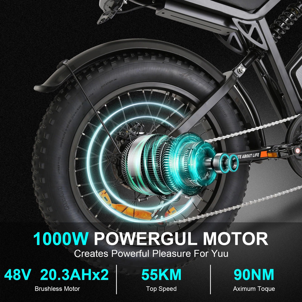 Bicicletta Elettrica 48v Batteria 960wh Motore 1000w Pneumatico Grosso 20"
