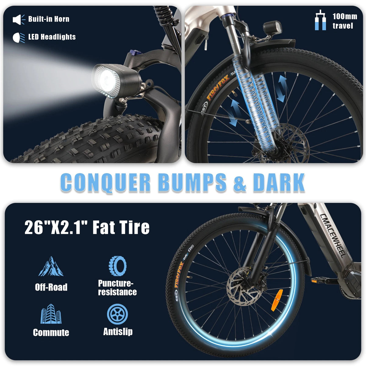Bici Elettrica L26 Adulti 250W Batteria Rimovibile 840Wh 60km 26" 7 Velocità
