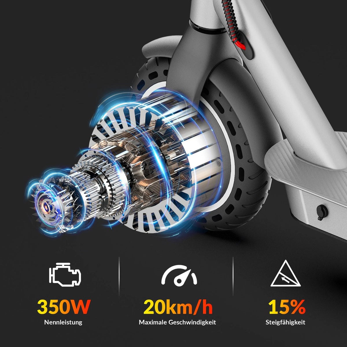 E-Scooter 350W 36V 7,5Ah 32km LCD Display LED Blinker Bluetooth App