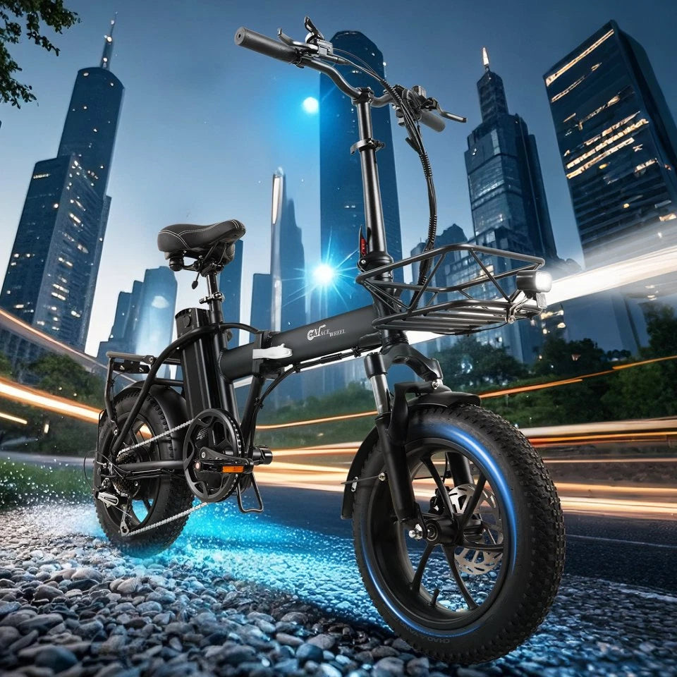 Bici Elettrica Pieghevole 26" Gomme Larghe Tutto Terreno 48V Batteria Estraibile