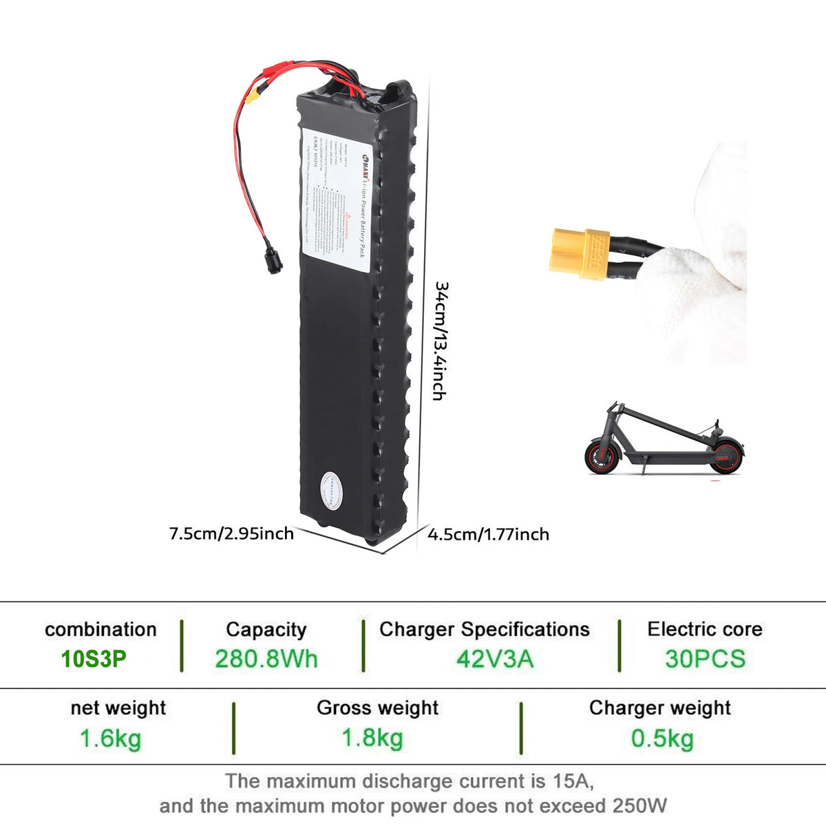 36V 7.8Ah Lithium Battery Replacement for MAXSHOT iScooter Electric Scooter