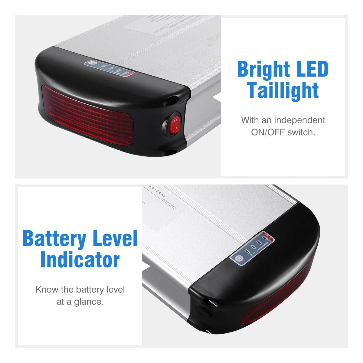 48V 15Ah 720Wh E Bike Lithium Battery 30A BMS Battery Pack Without Rear Rack