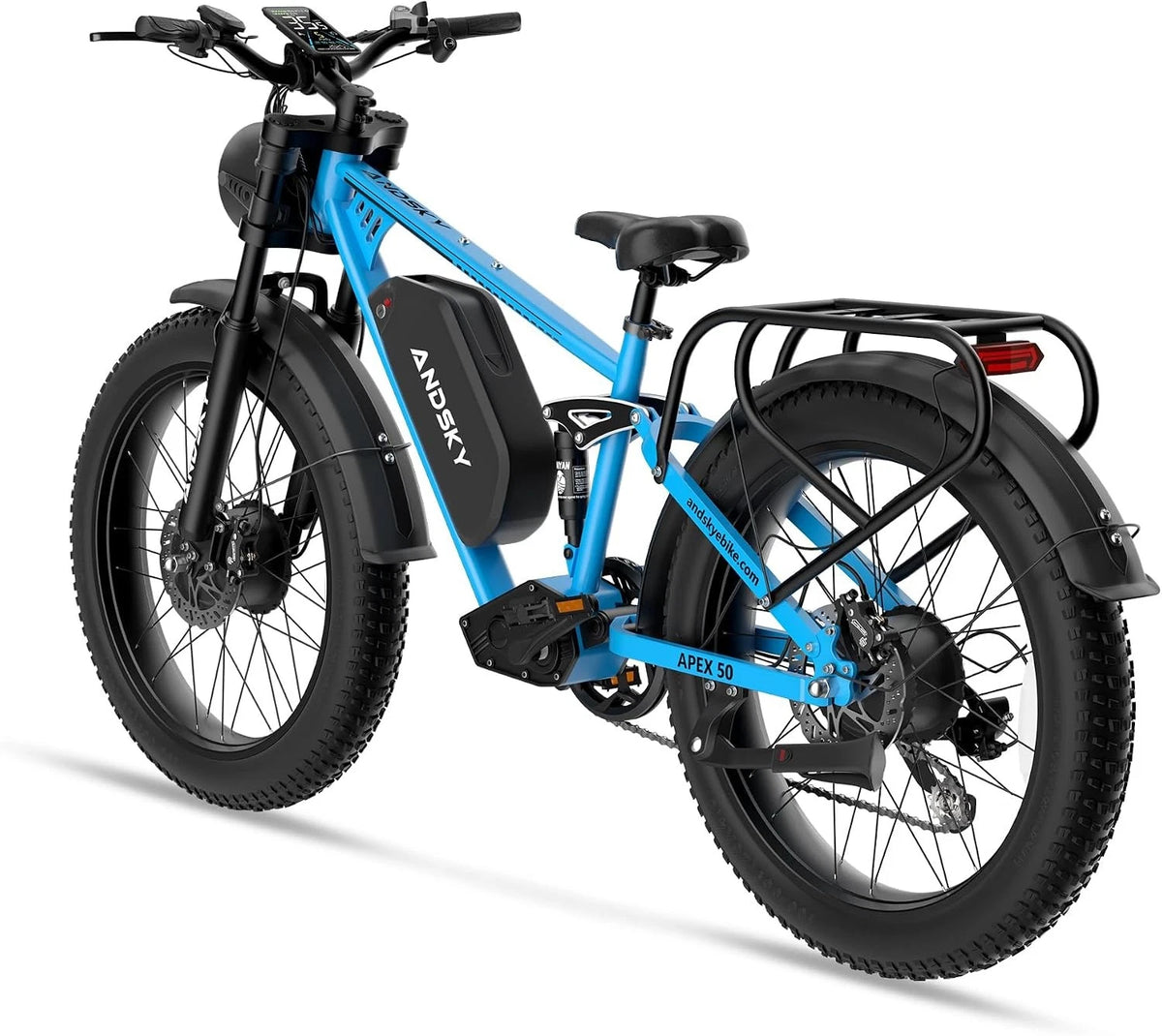 3000W Peak Dual Motor Ebike for Adults 26" Fat Tire Full Suspension 100Miles
