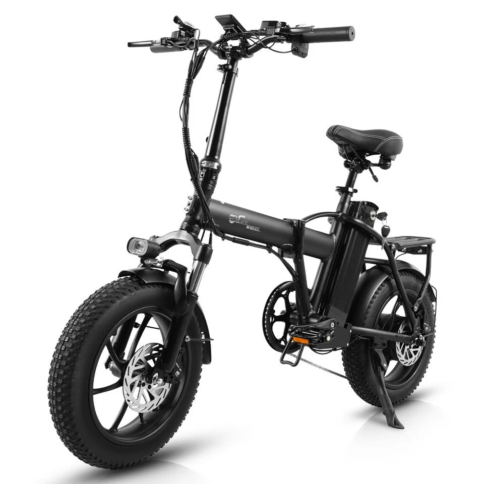 Bici Elettrica Pieghevole 26" Gomme Larghe Tutto Terreno 48V Batteria Estraibile