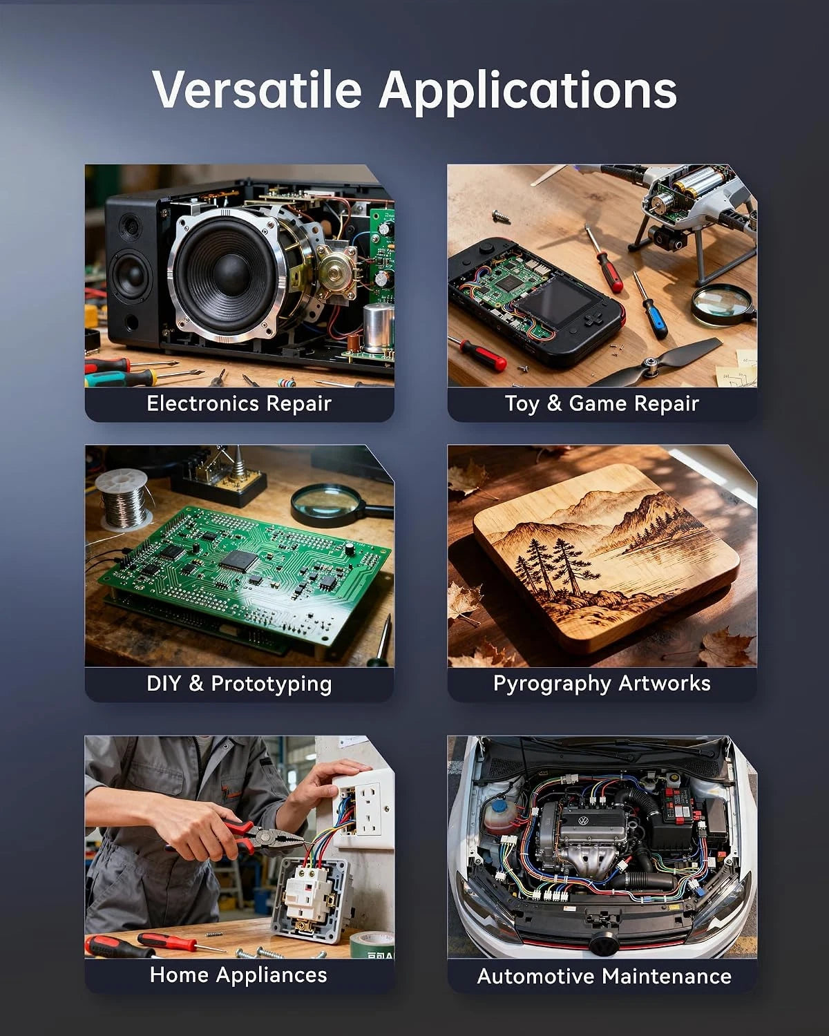 Kit Cautín Eléctrico 70W 100-450℃ 3 puntas reparación electrónica bricolaje