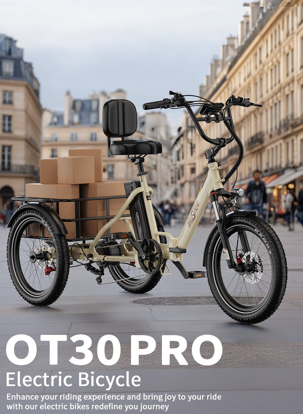 Onesport OT30 Pro Triciclo Elettrico 500W 864Wh 90Km Shimano 7V Freno a Disco