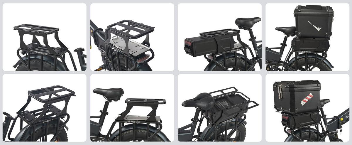E-Bike Rear Rack Expandable Double Deck Battery Cargo Rack for Electric Bike