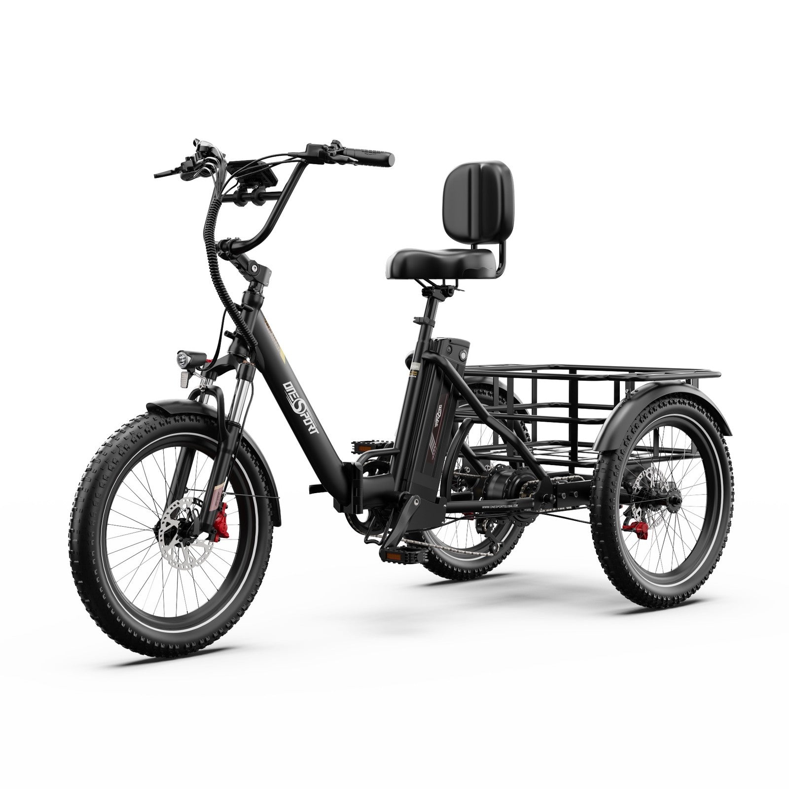 Onesport OT30 Pro Triciclo Elettrico 500W 864Wh 90Km Shimano 7V Freno a Disco