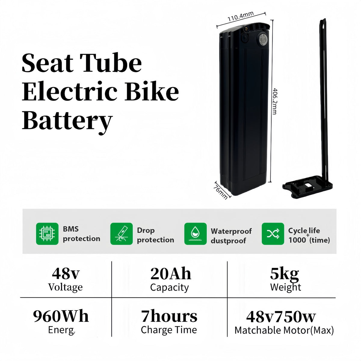 Batteria Litio 48v 20ah Poisson Argenté Per Bici Elettrica 750w Alta Durabilità