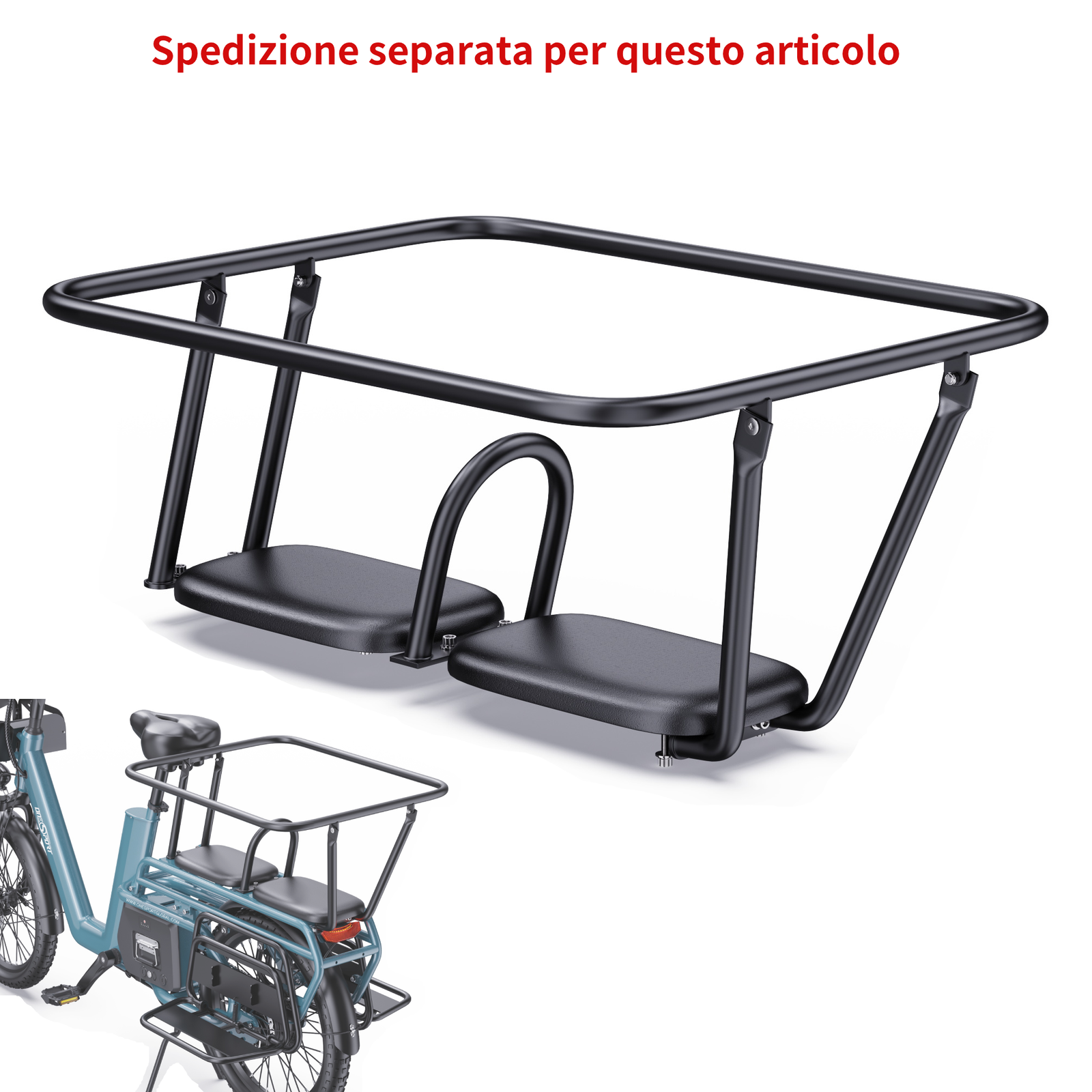 Bici elettrica cargo Fat Bike 20" 250W 25km/h 7 marce batteria estraibile 100km