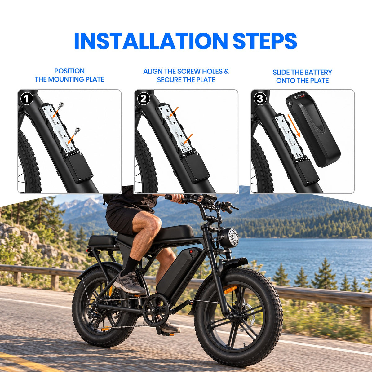 Batería E-Bike 48V 15Ah 720Wh Celdas LG Litio Li-Ion 250W-750W Cargador
