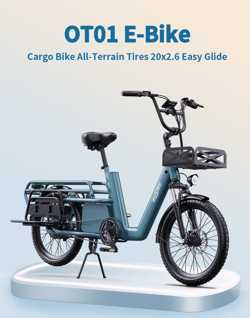Bici elettrica cargo Fat Bike 20" 250W 25km/h 7 marce batteria estraibile 100km