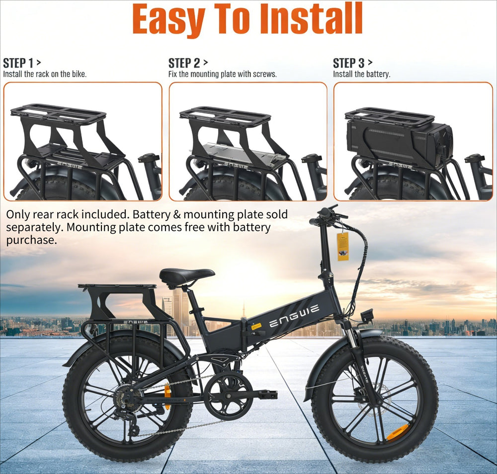 E-Bike Rear Rack Expandable Double Deck Battery Cargo Rack for Electri