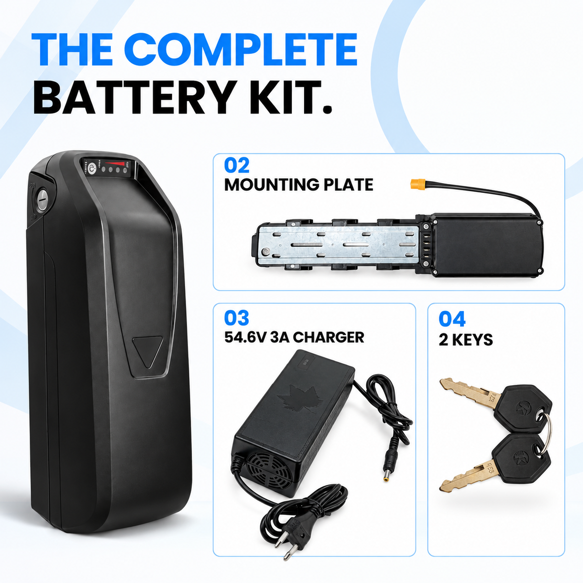 Batería E-Bike 48V 15Ah 720Wh Celdas LG Litio Li-Ion 250W-750W Cargador
