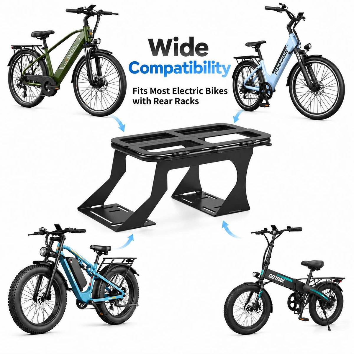 E-Bike Rear Rack Expandable Double Deck Battery Cargo Rack for Electric Bike
