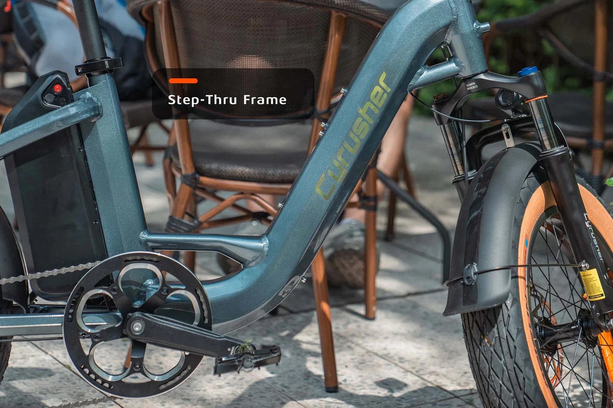 Bici Elettrica 48V 18Ah Luxe Telaio Passante Ruote Grasse 20" Per Città