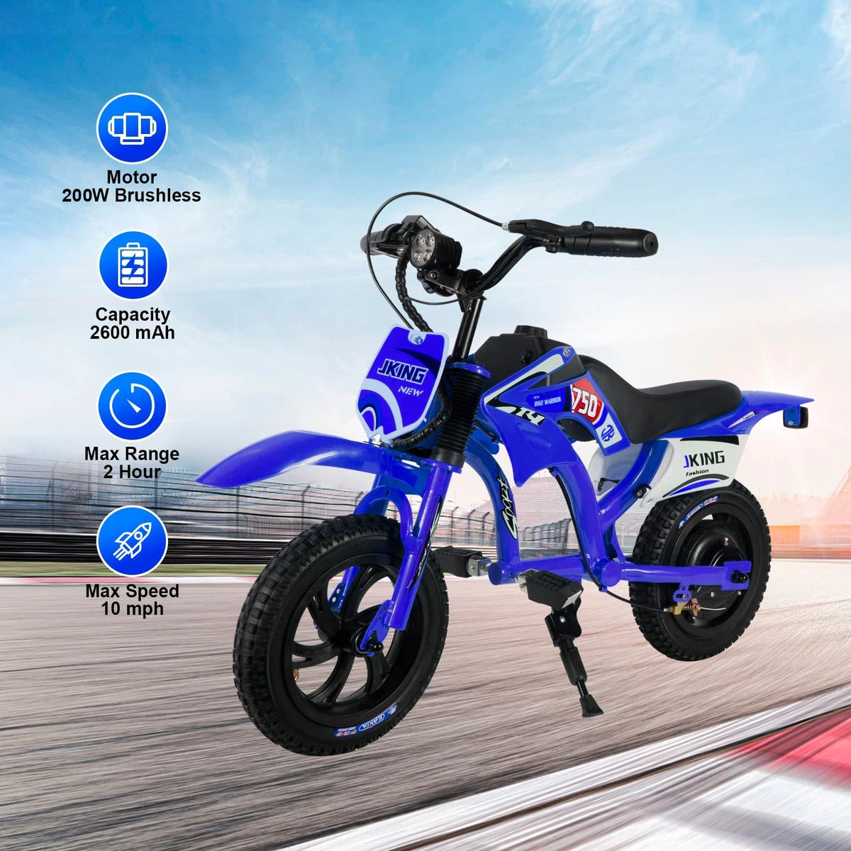 Moto Elettrica JKING Per Bambini 16km/h 3 Marce Doppio Freno A Disco
