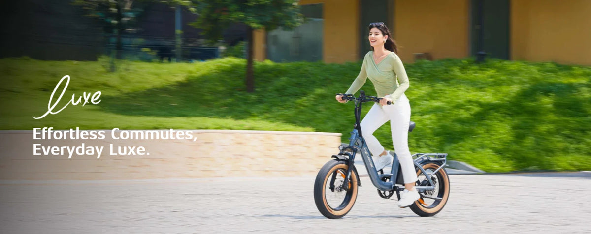Bici Elettrica 48V 18Ah Luxe Telaio Passante Ruote Grasse 20" Per Città