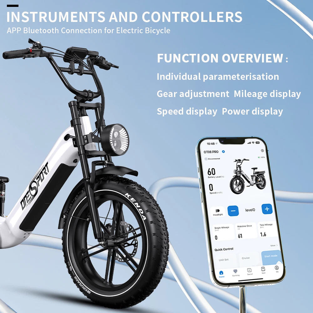 Onesport OT08Pro E-Bike 1728Wh Batteria Doppia 190km Full Suspension 7 Velocità