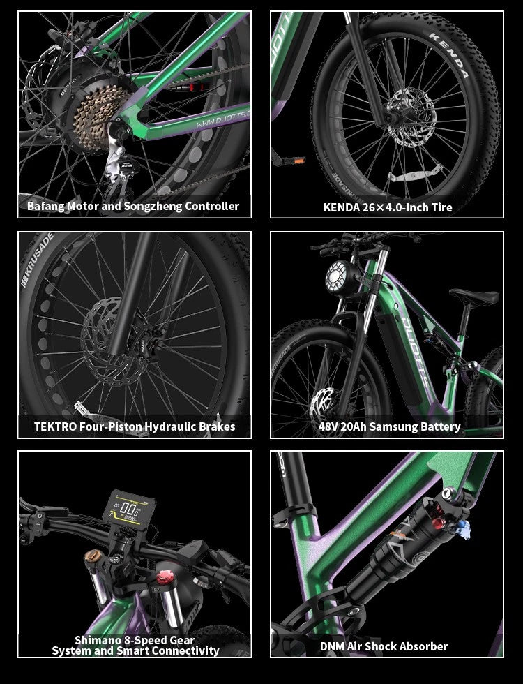 Bicicletta Elettrica 26" Off-Road, 48V 20Ah, 8 Marce, Doppi Ammortizzatori 120km