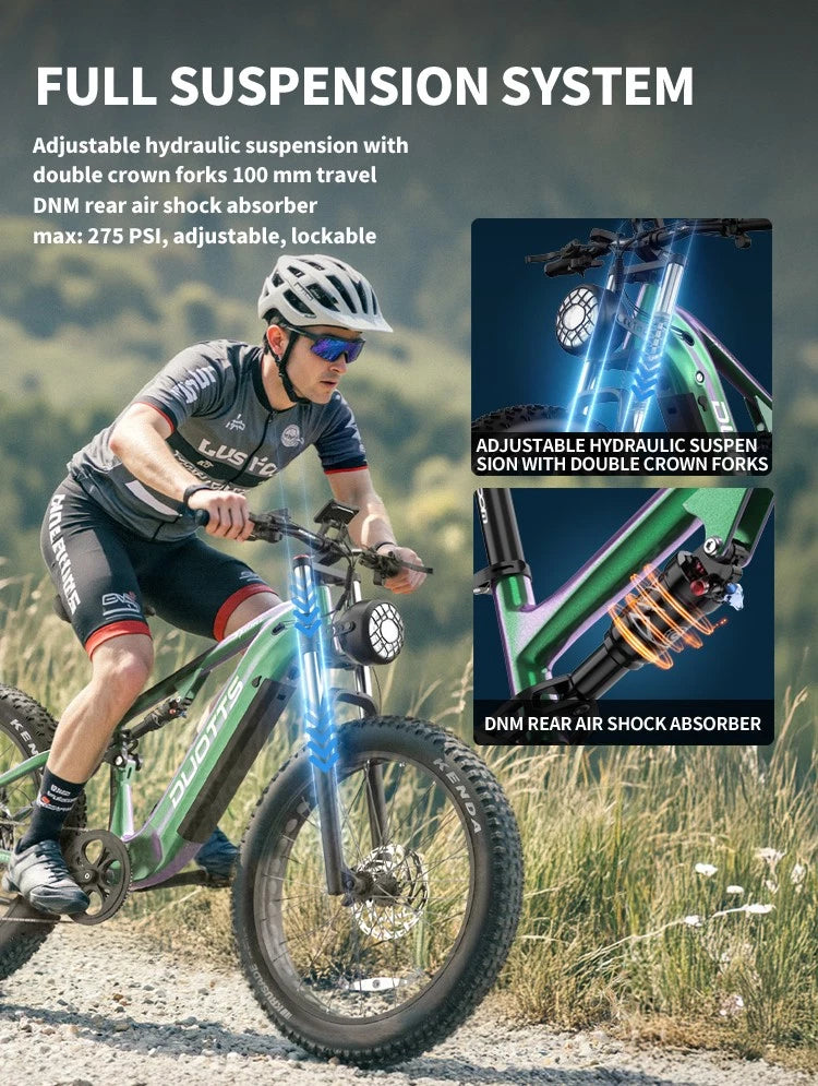 Bicicletta Elettrica 26" Off-Road, 48V 20Ah, 8 Marce, Doppi Ammortizzatori 120km