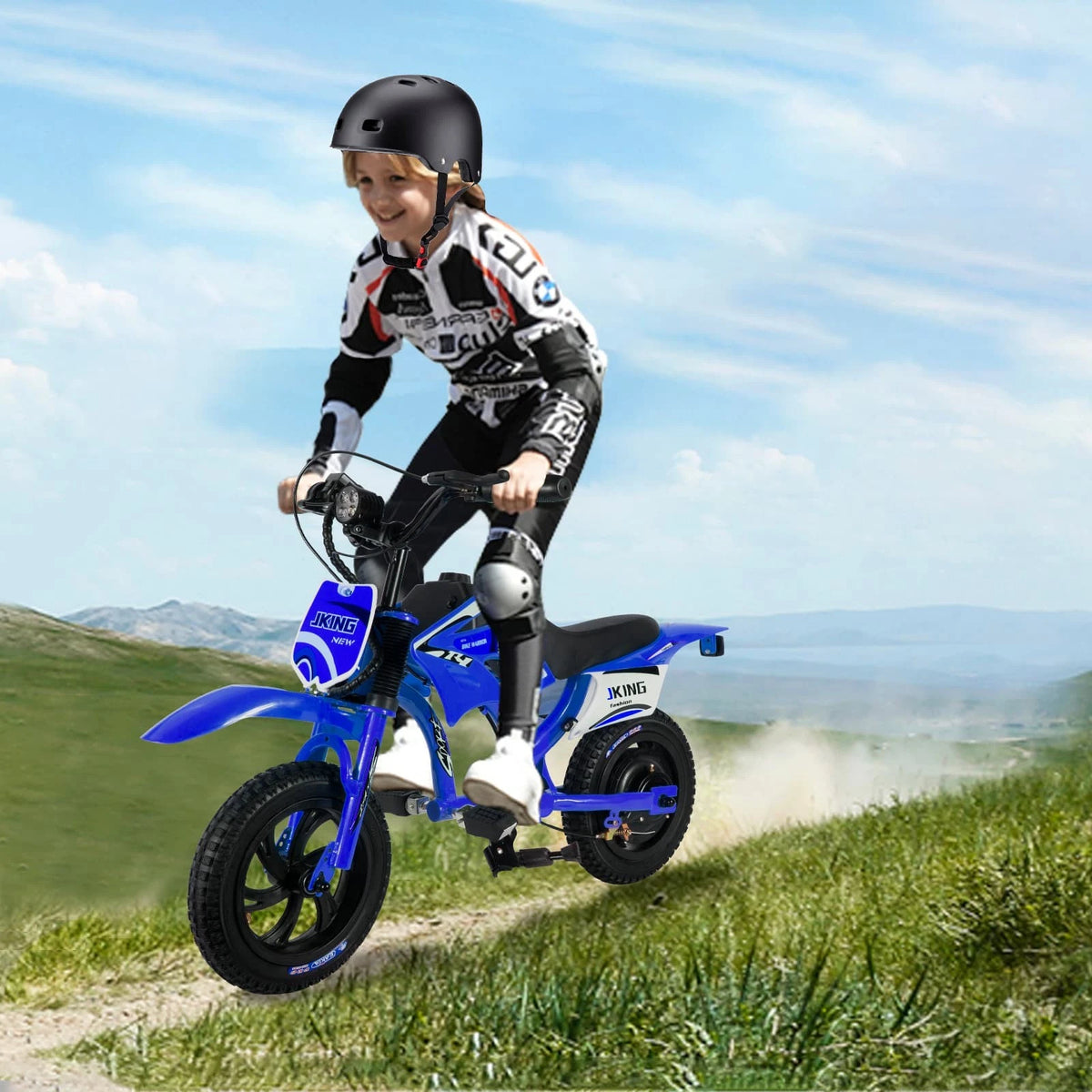 Moto Elettrica JKING Per Bambini 16km/h 3 Marce Doppio Freno A Disco
