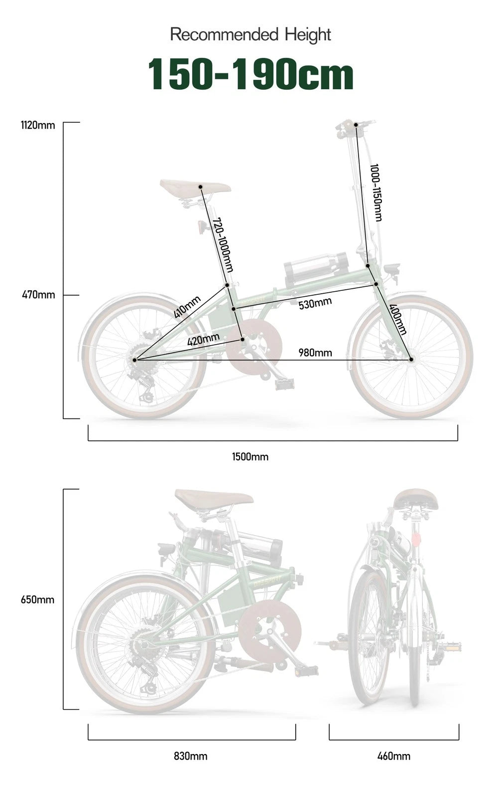 ONESPORT OT02 Pro Bicicletta Elettrica Pieghevole Leggera Acciaio Cromoly 250W