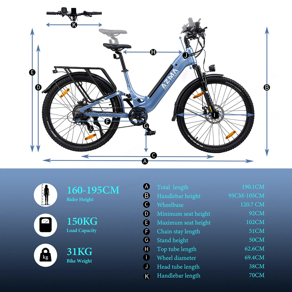 Bici Elettrica 27,5" Bici Elettrica 48v 720Wh Con Telaio A Passaggio Basso