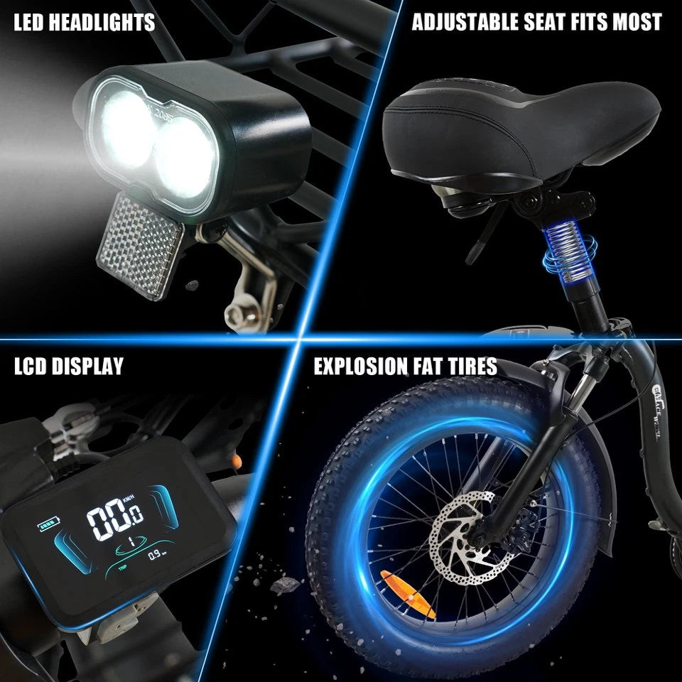 E-bike Pieghevole 20×4 Gomme Grasse Batteria 864Wh Rimovibile Autonomia 55km