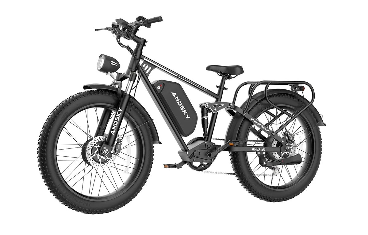 3000W Peak Dual Motor Ebike for Adults 26" Fat Tire Full Suspension 100Miles