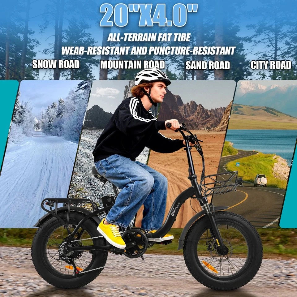 E-bike Pieghevole 20×4 Gomme Grasse Batteria 864Wh Rimovibile Autonomia 55km