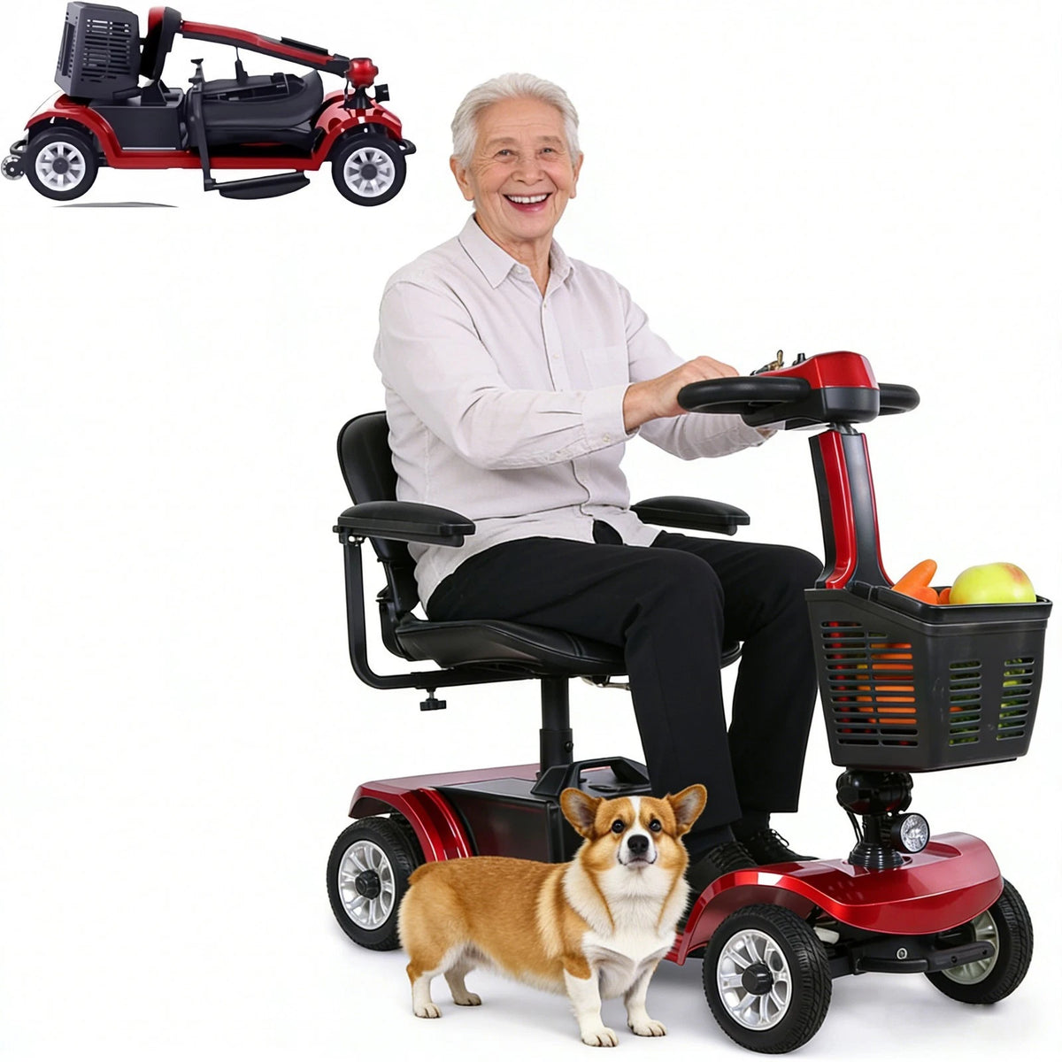 Scooter Elettrico Pieghevole A 4 Ruote Per Adulti E Anziani
