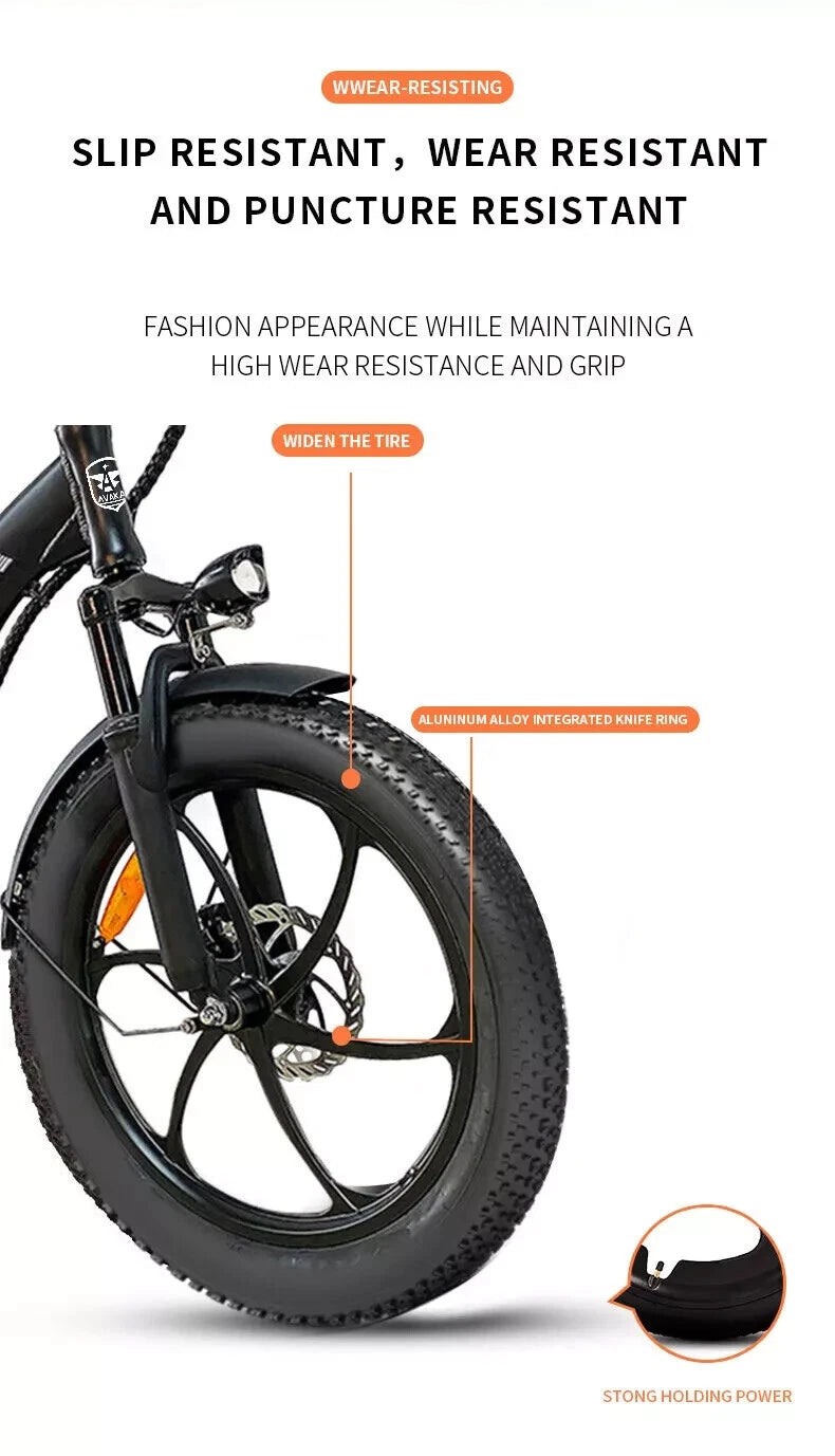 Bici elettrica pieghevole per adulti 48V 18,2Ah 20" gomme larghe, bici da città